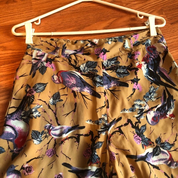 Bell bottom bird pattern dress pants - Picture 4 of 12